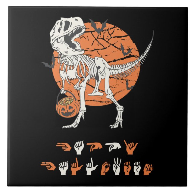 ASL Happy Halloween III - Cute Spooky Season Tile (Front)