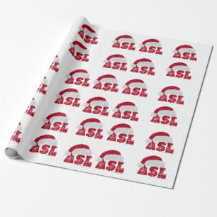 ASL HO HO HO HAT WRAPPING PAPER