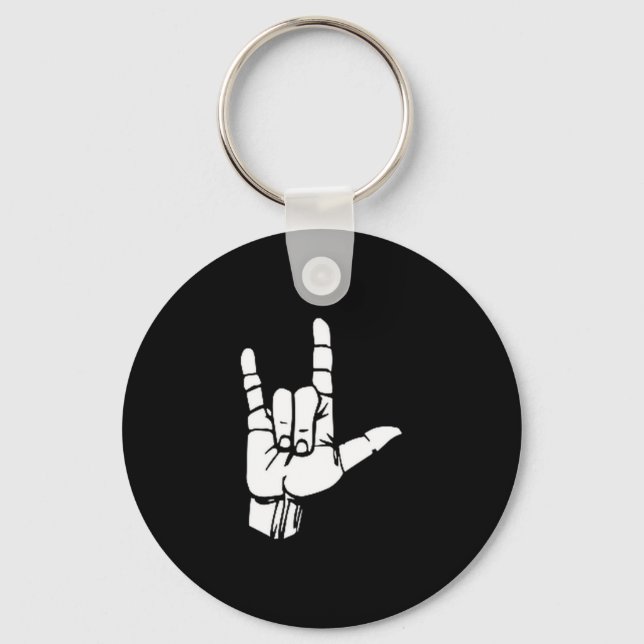 Asl I Love You Gift American Sign Language Tee Pre Keychain (Front)
