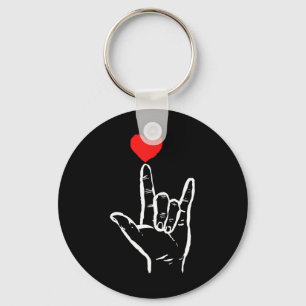 Asl I Love You Hand Heart American Sign Language V Keychain