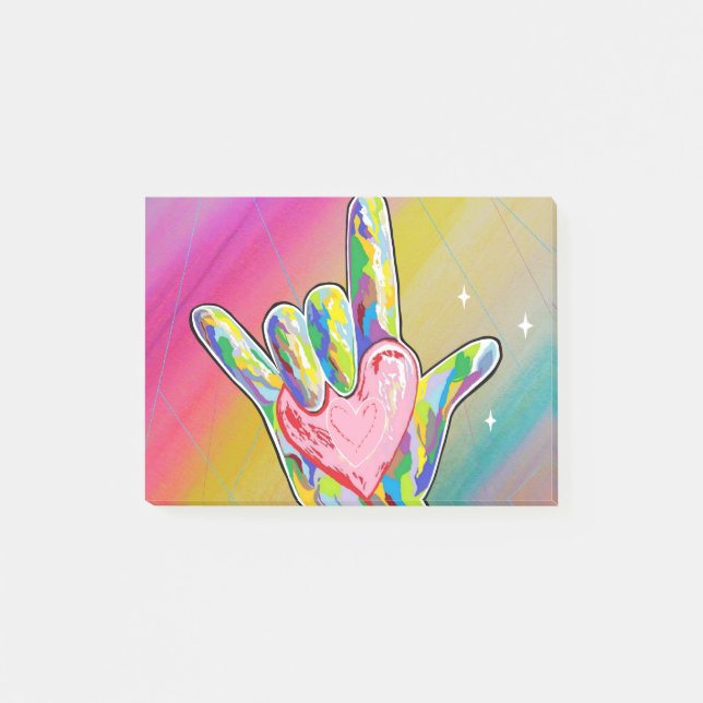 ASL I LOVE YOU Heart Post-it Notes (Front)