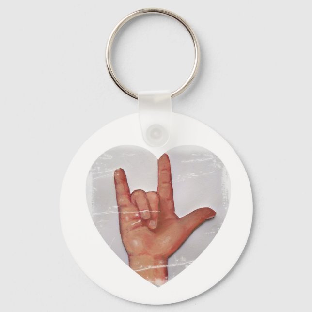 ASL "I LOVE YOU" HEART SHAPE #2 KEYCHAIN (Front)