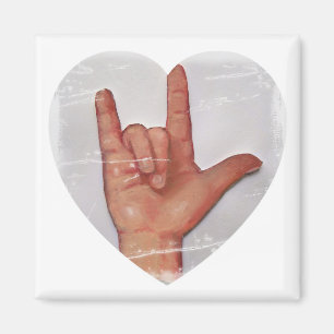 ASL "I LOVE YOU" HEART SHAPE #2 MAGNET