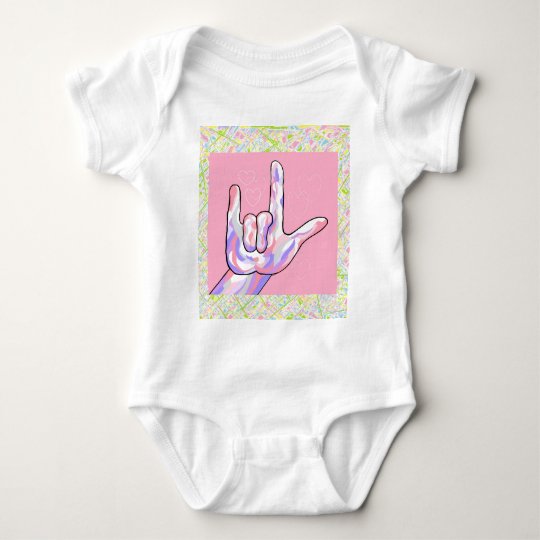 ASL I Love You in PINK Baby Bodysuit