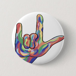 ASL I Love You Muted Tones 2 Inch Round Button