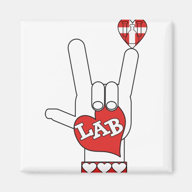 ASL I Love YOU Sign LAB (LABORATORY) Magnet (Front)