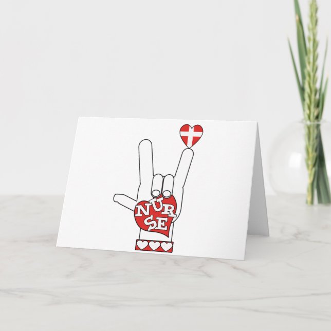 ASL I Love YOU Sign Language - HAND HEART NURSE Card (Front)