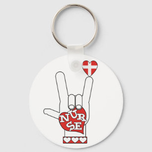 ASL I Love YOU Sign Language - HAND HEART NURSE Keychain