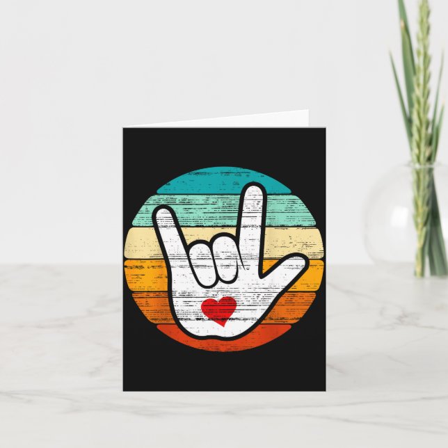 Asl I Love You, Sign Language Heart Love Valentine Card (Front)