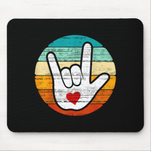 Asl I Love You, Sign Language Heart Love Valentine Mouse Pad