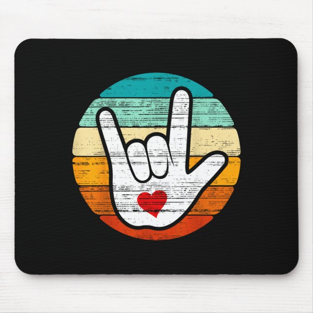 Asl I Love You, Sign Language Heart Love Valentine Mouse Pad (Front)