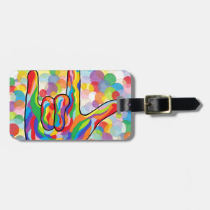 ASL I Love You with Bubble Background Luggage Tag