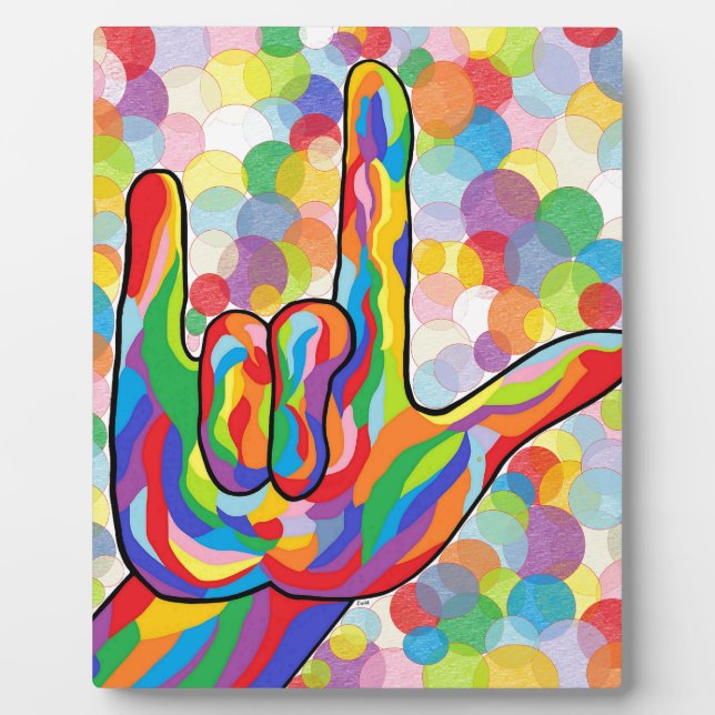 ASL I Love You with Bubble Background Plaque (Front)