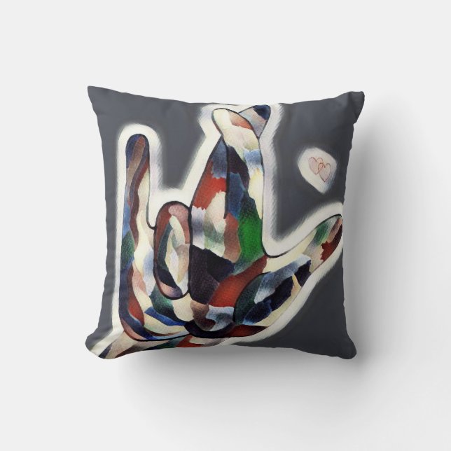 ASL I Really Love You with Highlights Throw Pillow (Front)
