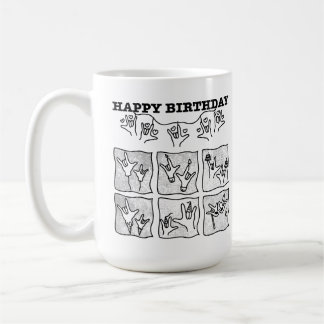 ASL ILY Obsession - Happy Birthday!  Coffee Mug