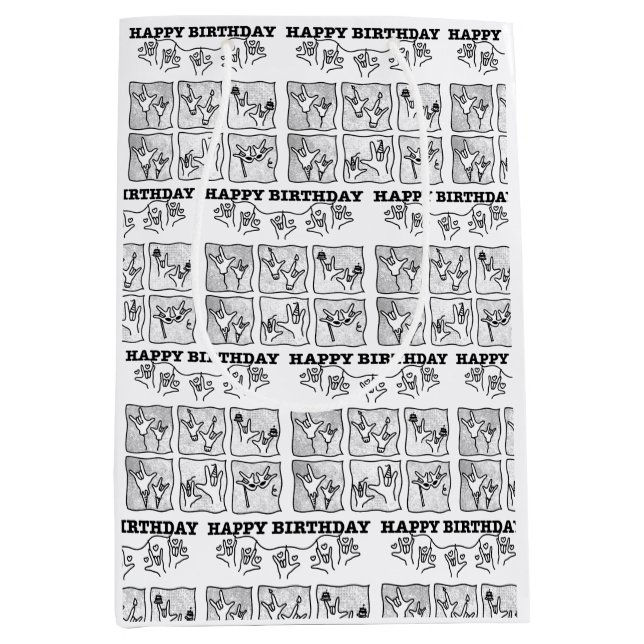 ASL ILY Obsession - Happy Birthday!  Medium Gift Bag (Front)