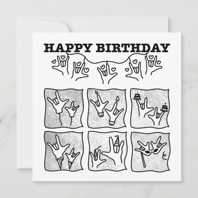 ASL ILY Obsession - Happy Birthday!  Save The Date (Front)