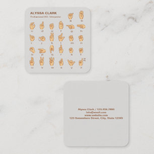 ASL Interpreter Square Business Card