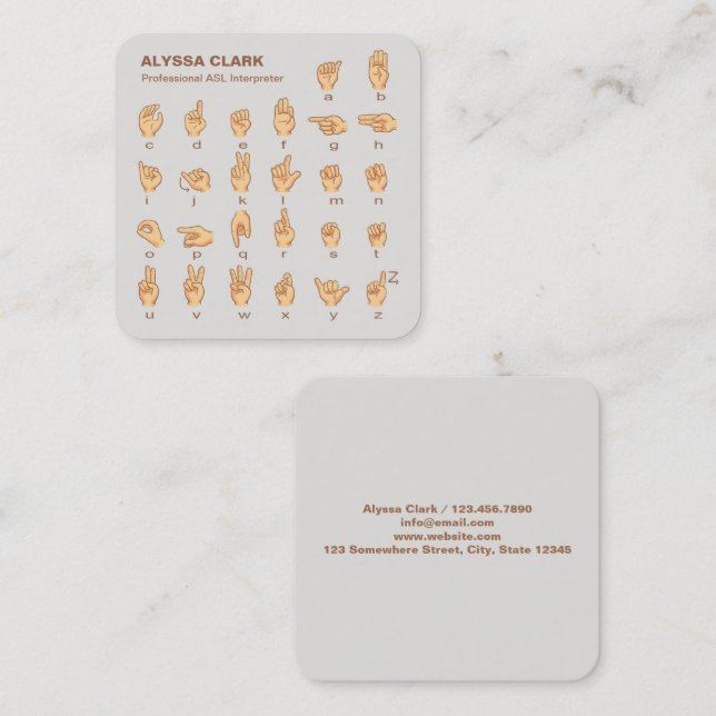 ASL Interpreter Square Business Card (Front/Back)