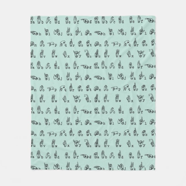 ASL Jade // American Sign Language Alphabet Fleece Blanket (Front)