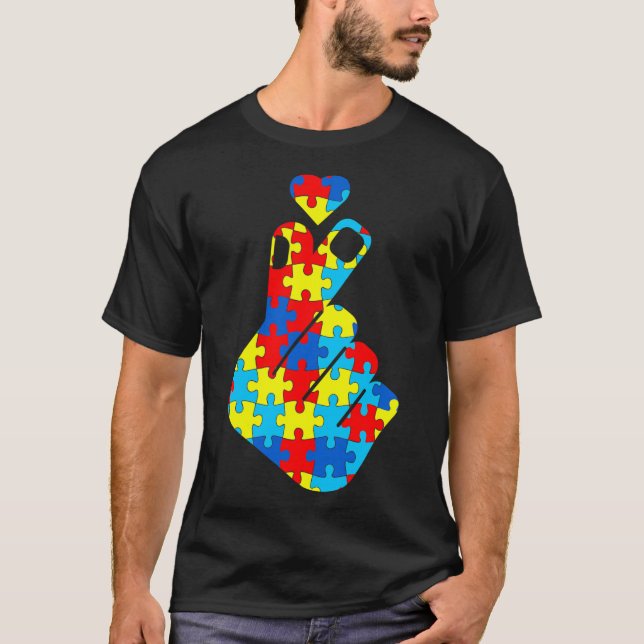 ASL Korean Love Sign Language Autism Awareness Sup T-Shirt (Front)