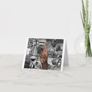 ASL Letter R with Image Collage Thank You Card