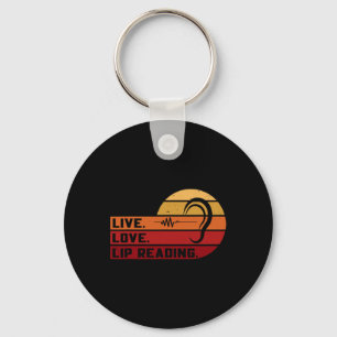 ASL Live Love Lip Reading Sign Language Deaf Aware Keychain