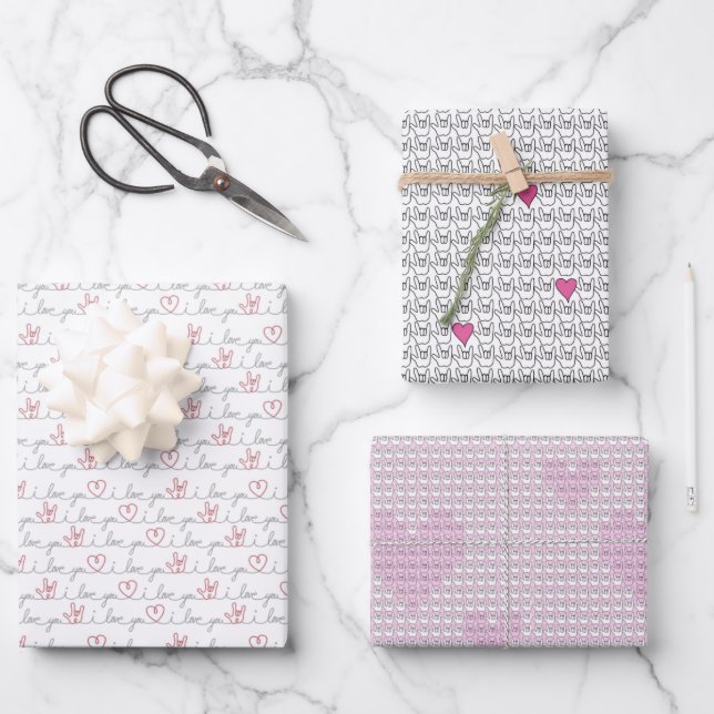 ASL Love Gift Wrap Paper (Front)