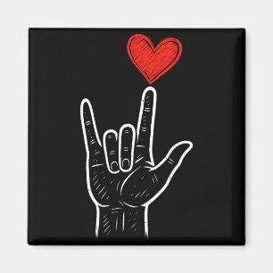 Asl Love Hand Sign Heart Valentines Day Mens Women Magnet