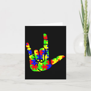 Asl Love Hand Sign Language Puzzle Autism Awarenes Card