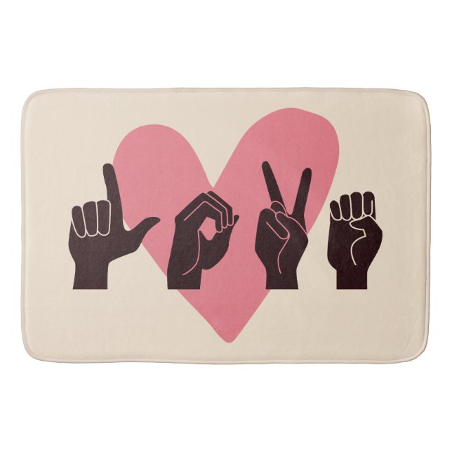 ASL Love IV - Valentine's Day Bath Mat (Front)
