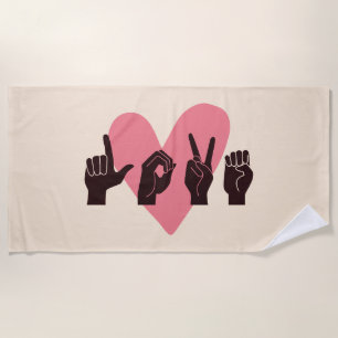 ASL Love IV - Valentine's Day Beach Towel
