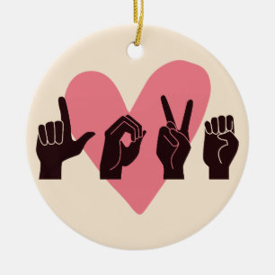 ASL Love IV - Valentine's Day Ceramic Ornament