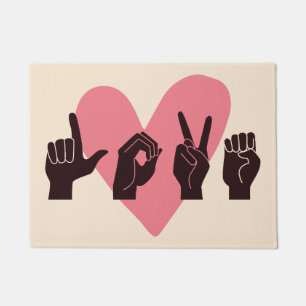 ASL Love IV - Valentine's Day Doormat