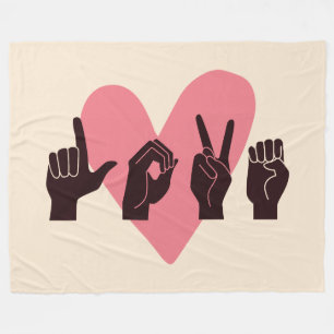 ASL Love IV - Valentine's Day Fleece Blanket