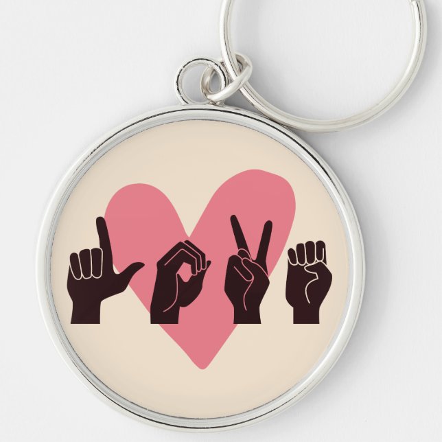 ASL Love IV - Valentine's Day Keychain (Front)