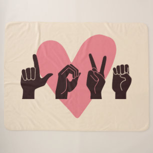 ASL Love IV - Valentine's Day Sherpa Blanket