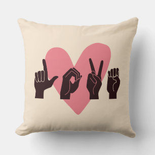 ASL Love IV - Valentine's Day Throw Pillow