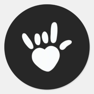 ASL Love Sign American Sign Language Deaf Awarenes Classic Round Sticker