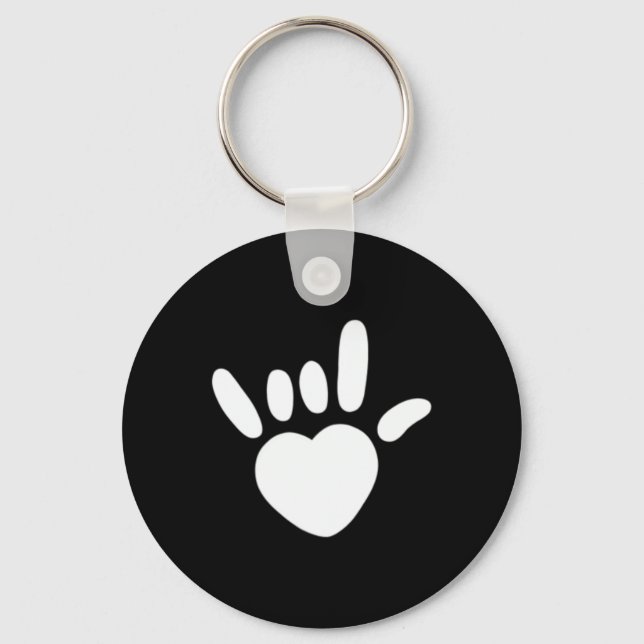 Asl Love Sign American Sign Language Deaf Awarenes Keychain (Front)