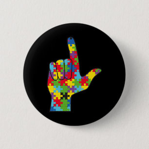 Asl Love Sign Autism Awareness Support 2 Inch Round Button