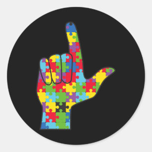 ASL Love Sign Autism Awareness Support  Classic Round Sticker
