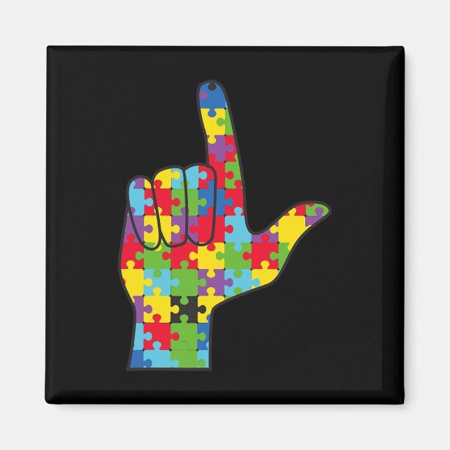 ASL Love Sign Autism Awareness Support  Magnet (Front)