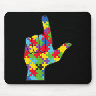 ASL Love Sign Autism Awareness Support Mouse Pad