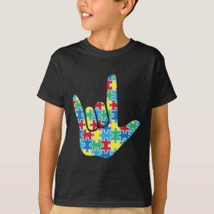ASL Love Sign Autism Awareness T-Shirt
