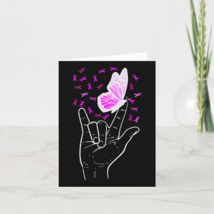 Asl Love Sign Butterfly Breast Cancer Awareness Pi Card