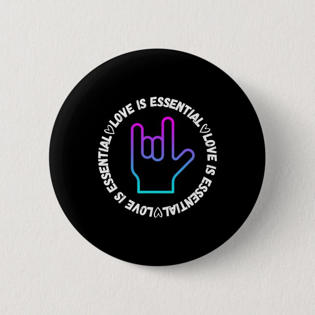 Asl Love Sign Disability Awareness  2 Inch Round Button (Front)