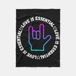 Asl Love Sign Disability Awareness  Fleece Blanket