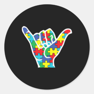 asl love sign hand autism awareness 2022 mom dad a classic round sticker