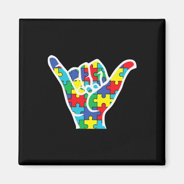 asl love sign hand autism awareness 2022 mom dad a magnet (Front)